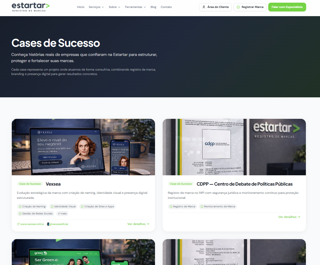 Landing page da Estartar Registro de Marcas — página 10